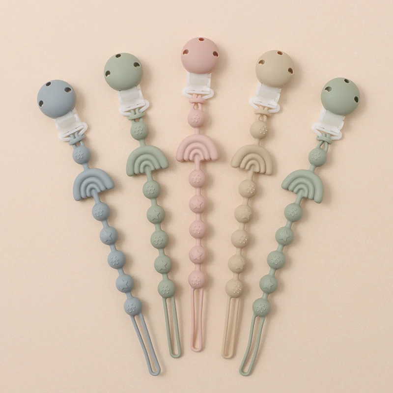 Baby Silicone Pacifier Chain Clip Dummy Nipples Holder Clips BPA Free Babies Teething Chain Toy Gifts For Cute Baby Accessories