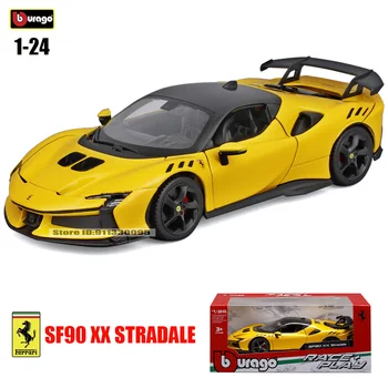 Bburago 1:24 Ferrari serie LAFERRARI SF90 XX STRADALE Modello di auto in lega gialla e rossa Diecast Toy Collection Regalo