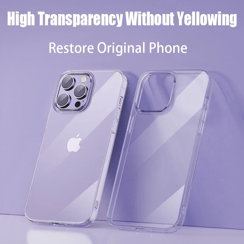 Transparent Phone Case For iPhone 16 12 13 14 15 Pro Max Soft TPU Silicone For iPhone XS Max XR 8 7Plus Back Cover Clear Case