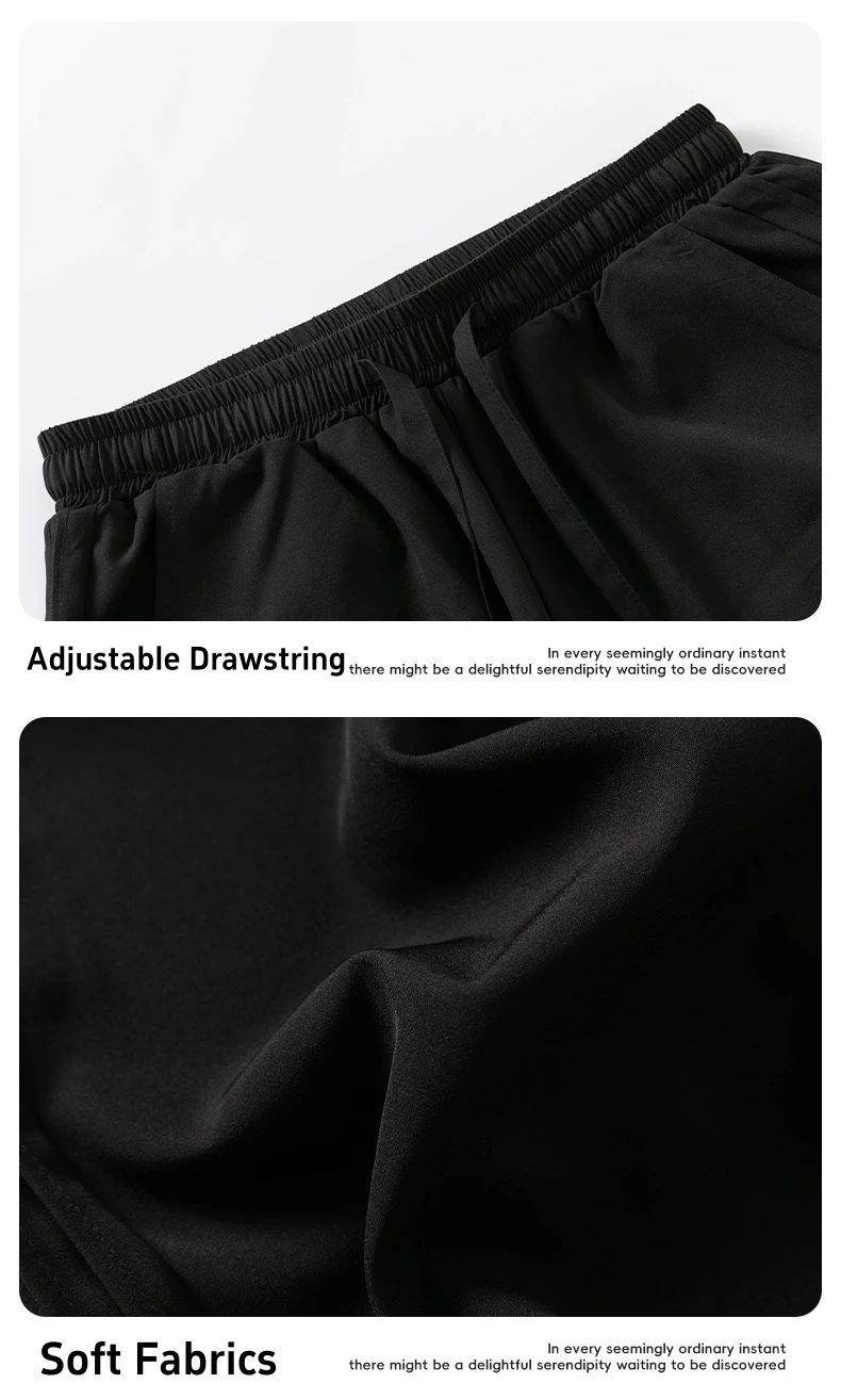 Cool Feeling Ice Silk Breathable Casual Pants Men Summer Loose Slightly Wide Sports Pants Japanese Solid Color Workwear Trousers