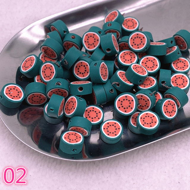 10mm Color Fruit Beads Polymer Clay Beads Polymer Clay Spacer Loose Beads for Jewelry Making DIY Bracelet Accessories