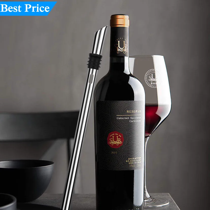 20Pcs Stainless Steel Frozen Stick Ice Wine Cooler Chiller Stick with Wine Pourer Cooling Cooler Beer Bar