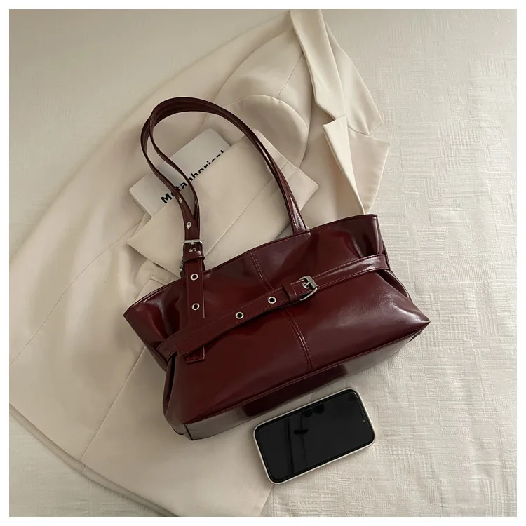 Large Capacity Women’s Shoulder Bag Tote Commuter Bag Simple Vintage Cross-Border New Style Bag Versatile Sensation 2025