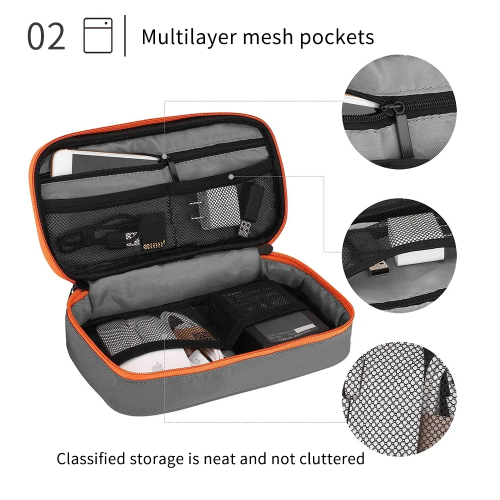 Portable Waterproof Travel Cable Organizer Bag for Electronics and Accessories Storage