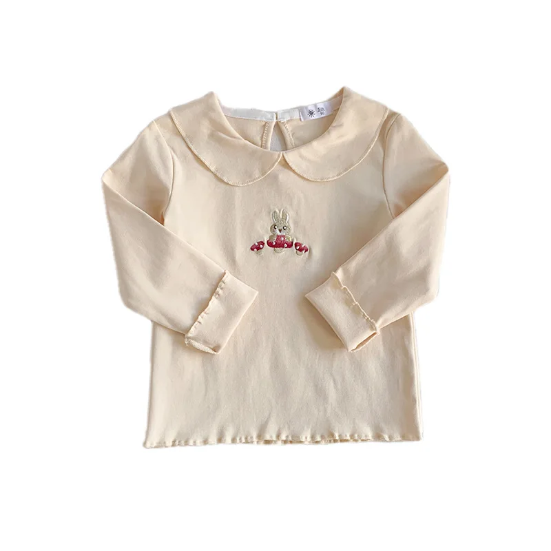 새 봄  티셔츠  귀여운 자수 피팅 토끼 언더셔츠 어린이 소녀 겉옷 하의 셔츠