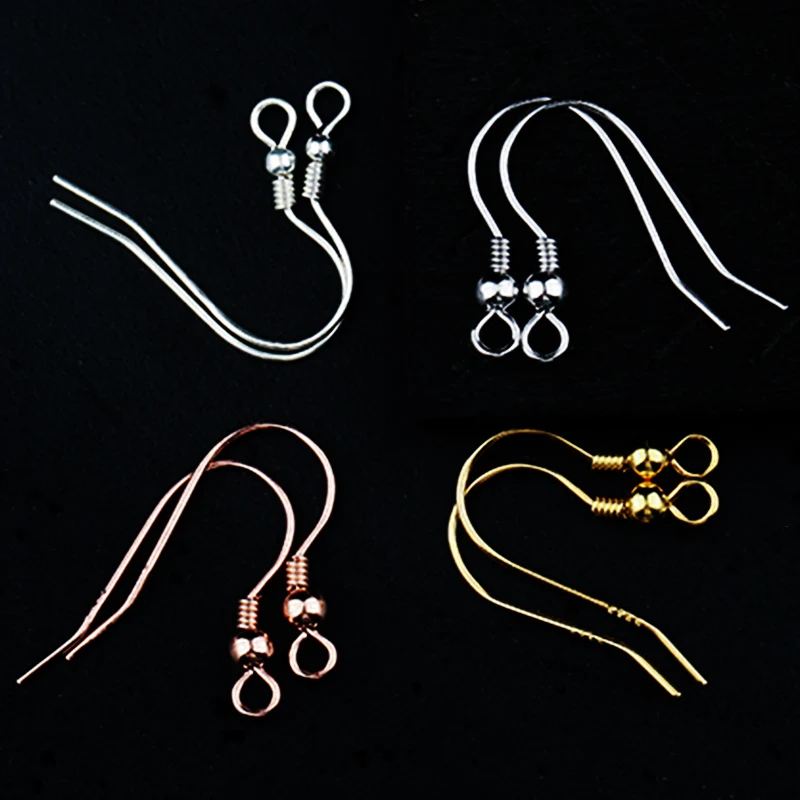 100PCS 20x17mm Earrings Clasps Hooks with Beads Findings Earring Wires for  Jewelry Making Accessories DIY Silver Golden 10Colors