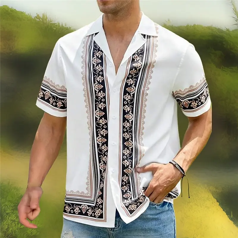 Camisas Hawaianas Con Estampado De Rayas De Tigre Naranja - Trajes De Verano Tropicales Funky - Ropa De Playa Retro Para Hombres, Negro