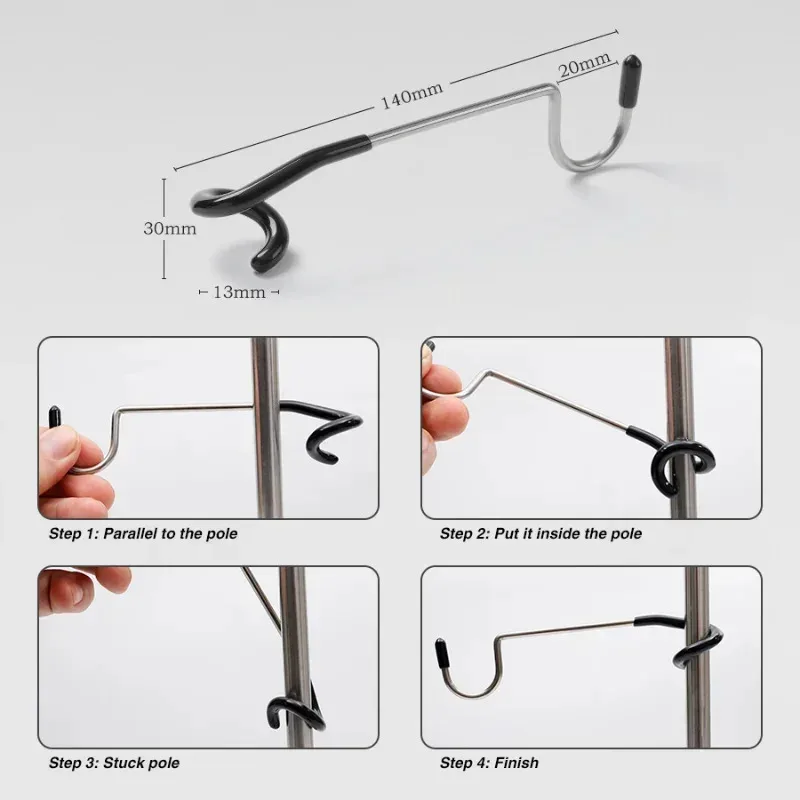 Camping Stainless Steel Lamp Holder Hook Tent Pole Light Hanger Hunting Fishing Lantern Hanger Outdoor Tools