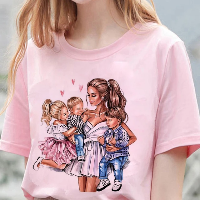 Camisetas rosas para niños y niñas, camiseta bonita con estampado