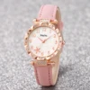 6pcs/Set Women's Flower Quartz Skin Leather Watch Strap Jewelry Set 5