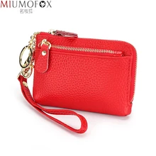 

Fashion Designer Wallet Female Purse Lady Wallets Women Card Holder Genuine Leather Keychain Removable Wrist Strap Short Wallet