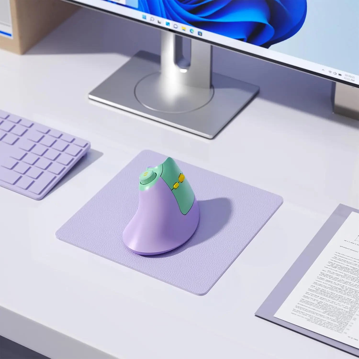 Ergonomic Mouse Rechargeable Vertical Wireless Mouse with Volume knob, Quiet clicks 3 Device Connection Optical Mice for Windows