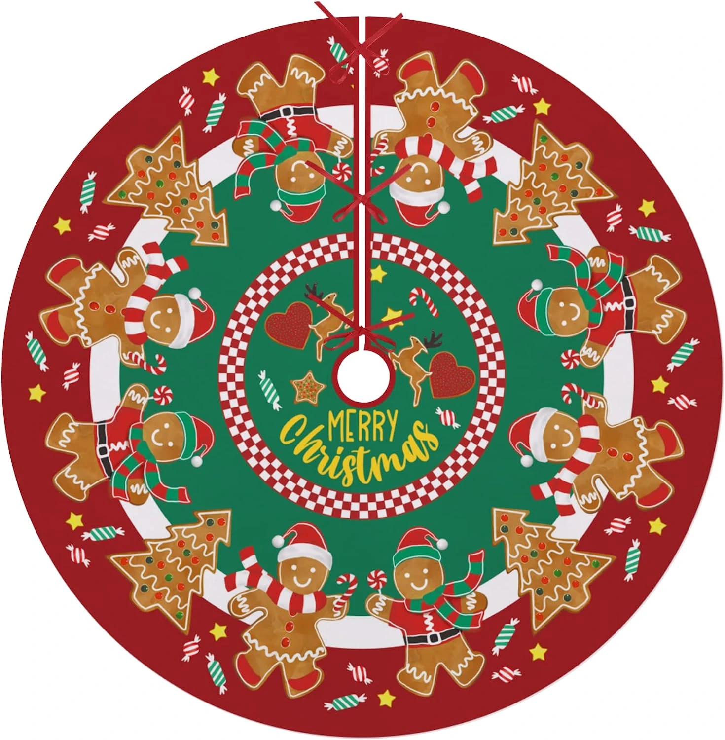 Gingerbread Christmas Tree Skirt | Gingerbread Man Tree Decoration ...