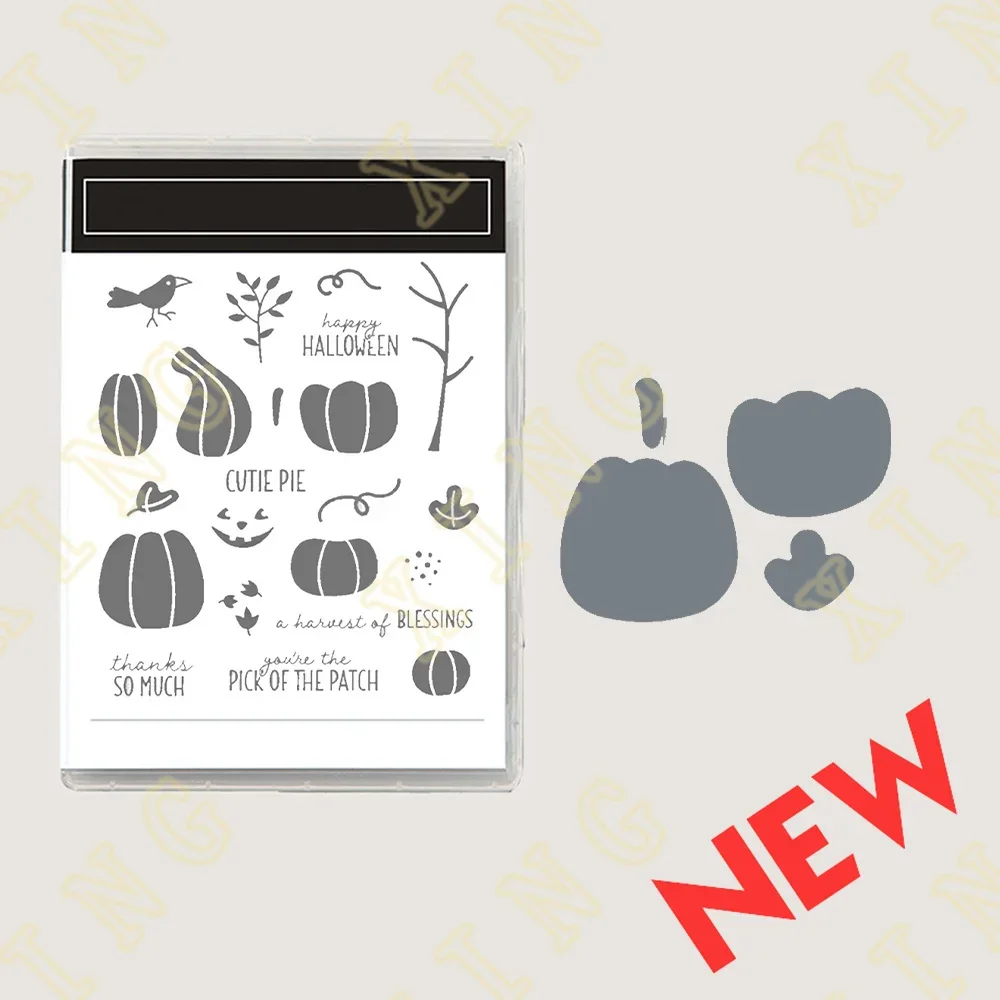 

Halloween Pumpkin New Clear Stamps and Metal Cutting Dies Sets for DIY Craft Making Greeting Card Scrapbooking Decoration