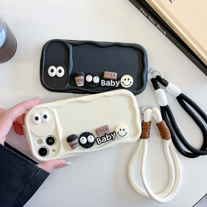 3d Coffee Pattern Protective Phone Case With Hand Strap For Iphone_voghion.com
