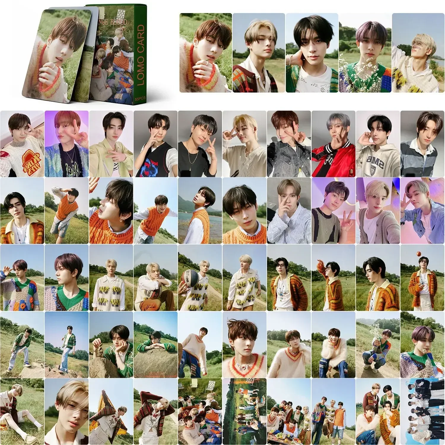 55Pcs/Set Kpop ORANGE BLOOD New Album E Group Lomo Cards E Photocards JUNGWON JAY Photo Cards lomo cards album cards