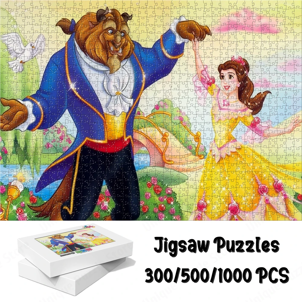 Disney Beauty and The Beast Puzzle Disney Princess Belle Unique Design Board Game Classic Anime Cartoon Toys Hobbies Family Game disney lingna belle s new luxury backpack brand original women s backpack 3d cartoon fashion girls school bag large capacity