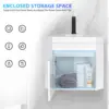22" Corner Bathroom Vanity Sink Combo for Small Space Wall Mounted Floating Cabinet with Resin Sink and Matte Black Faucet 5