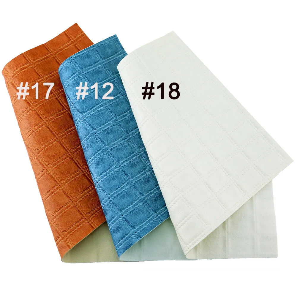 Big Rectangle Pattern Cuboid Embossed Synthetic Faux PU Leather Fabric For Bag DIY Sewing Bags Bows 20/50x120cm Roll CN468