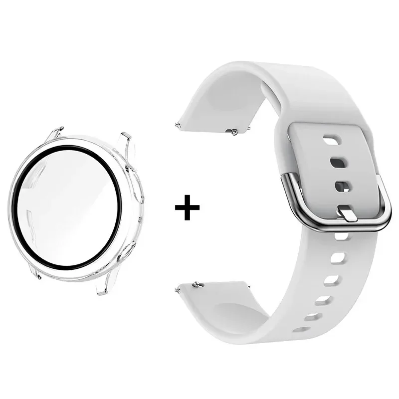Premium Accessory Bundle: Glass Case, Strap, and Screen Protector with 20mm Watch Bands and PC+Bumper Cover