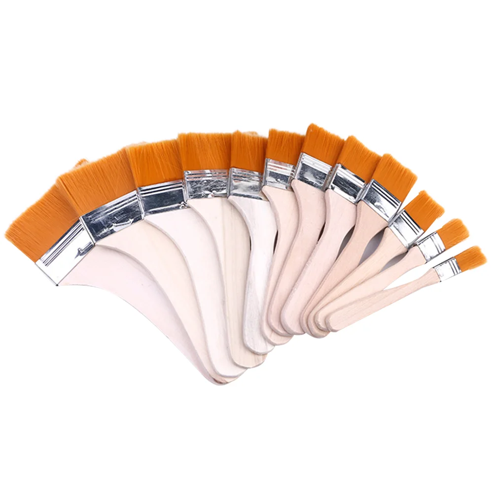 School Supplies Oil Paint Graffiti Flat Paintbrush Painting Wooden Penholder Nylon Hair Child