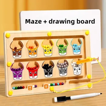 2 in 1 Magnetic Color Sorting Maze & Drawing Board Toddler Montessori Toys Number Matching Learning Counting Preschool Activity 1