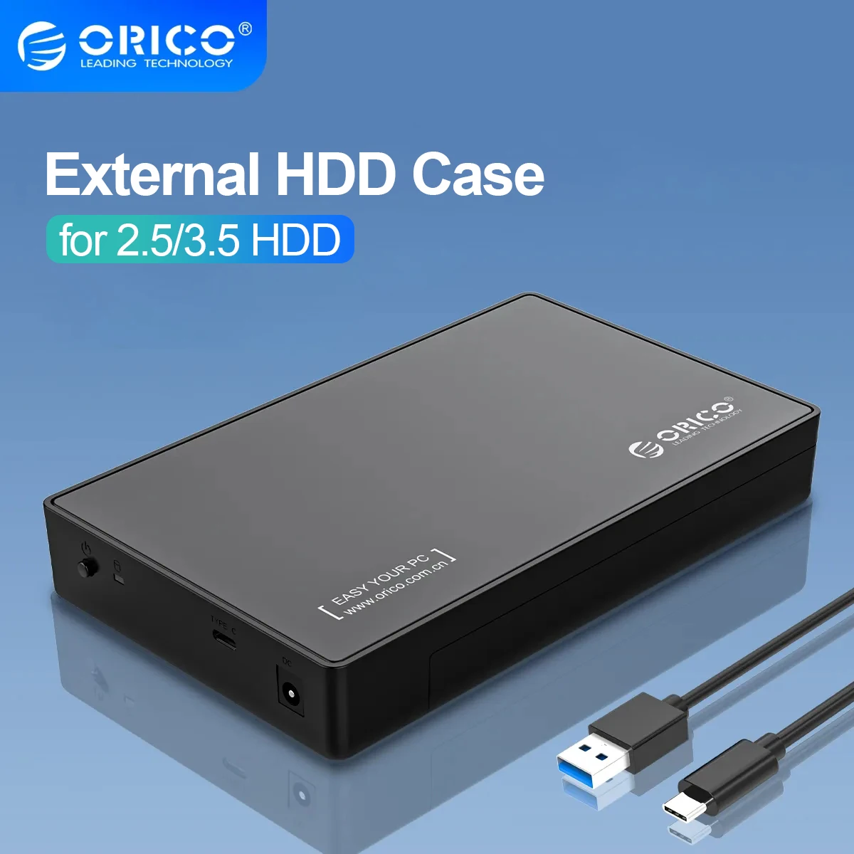 Orico-gabinete de Disco Rígido Externo Case para Ssd Box Suporte Uasp tipo c Sata para Usb 3.0 Hdd Box 2.5 3.5