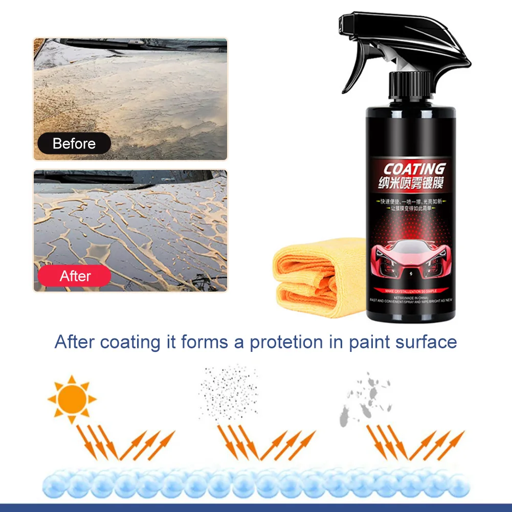 

Car Paint Protection Anti-Aging Non-Scratch Hydrophobic Car Polishing With Towel 500ML Car Polishing Agent Crystal Plating