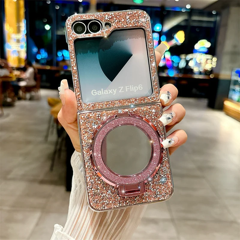 Electroplated Mirror Bracket Leather Phone Case - Elegant Protective Cover