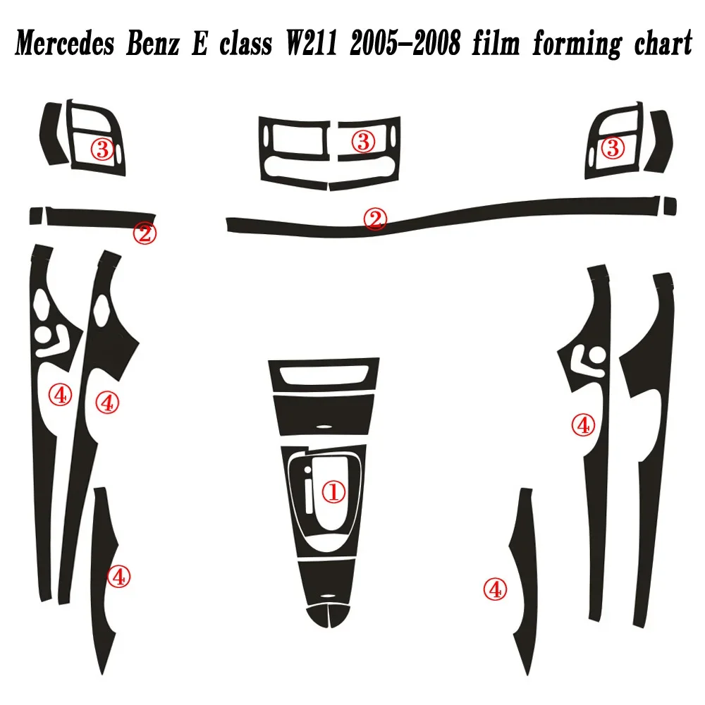 Autocollants Piliers B Et C Pour Mercedes Classe E W211/S211 2003-2009 – Noirs, Protection Contre Rayures