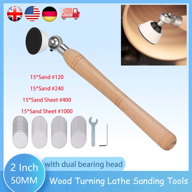 50mm Wood Bowl Sander Sanding Tool With Sanding Disc For Lathe Wood Turning Tool Woodworking With Dual Bearing Head extruder 3d printer parts dual drive bowden direct extruder for pla abs petg tpu tpe nylon carbon fiber wood filament decelerate
