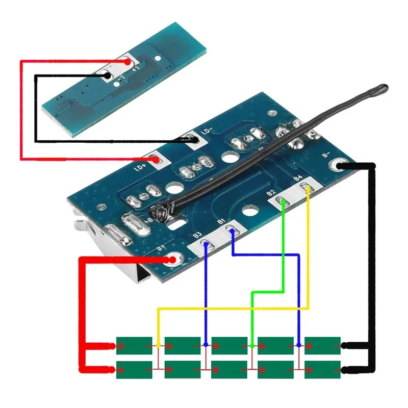 Accessori per elettroutensili BAT618 Batteria agli ioni di litio BMS PCB Circuito di protezione di ricarica per batteria agli ioni di litio Bosch 18V BAT609G - immagine 5