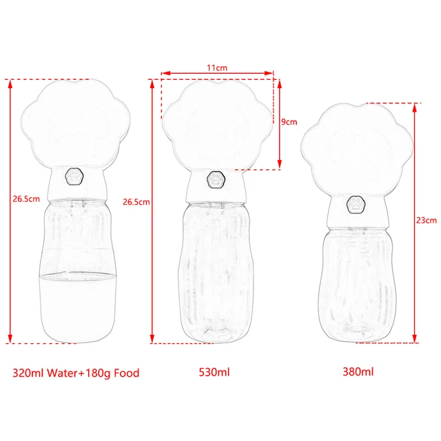 2 in 1 Dog Water Bottle With Food Container For Small Large Dogs Outdoor Portable Pet Drinking Bowl Puppy Cats Feeder Labrodor 6