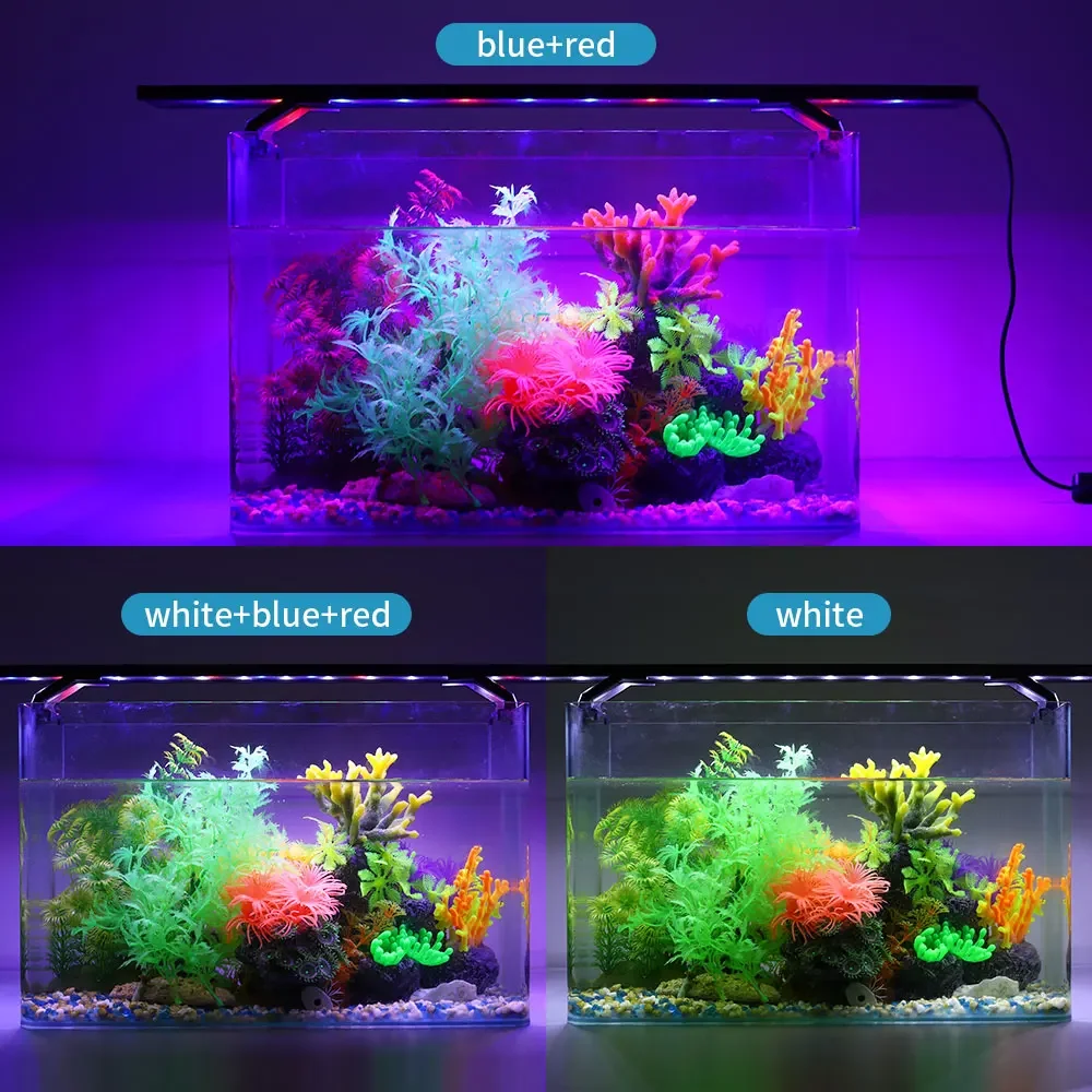 Full spectrum planted aquarium LED lighting 20-63cm 110V-240V external controller with extendable brackets fish tank light
