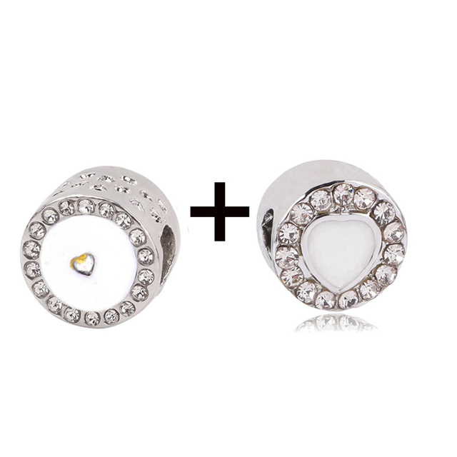 New Design White Heart Charm Beads Pendant Fit European Style Brand Bracelets Necklaces For Women Jewelry Making