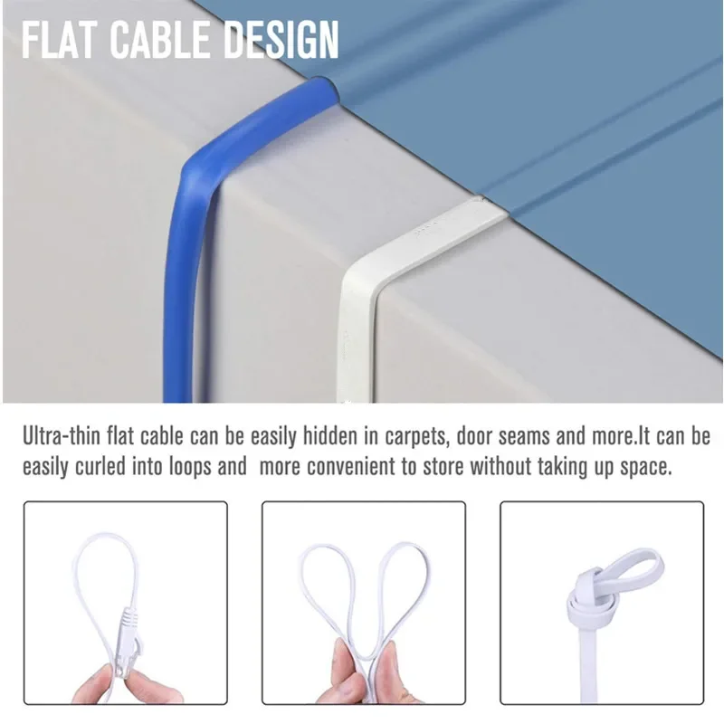 High-Speed Flat CAT6 Ethernet Cable - Various Lengths for Home and Office Networking