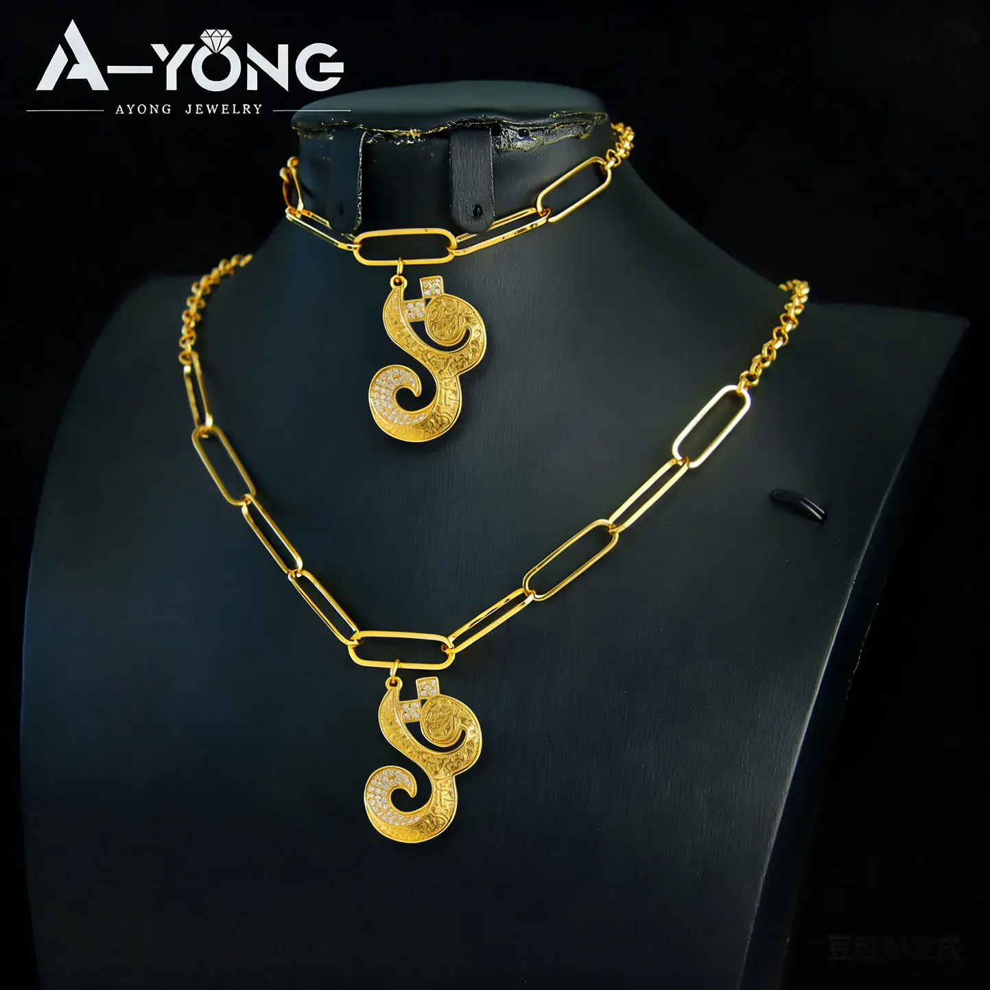 Saudi-Arabien Modeschmuck-Set 21k Vergoldet Dubai Hip-Hop Halskette Armband Nigeria Damen Täglicher Party-Schmuck – Detail 6