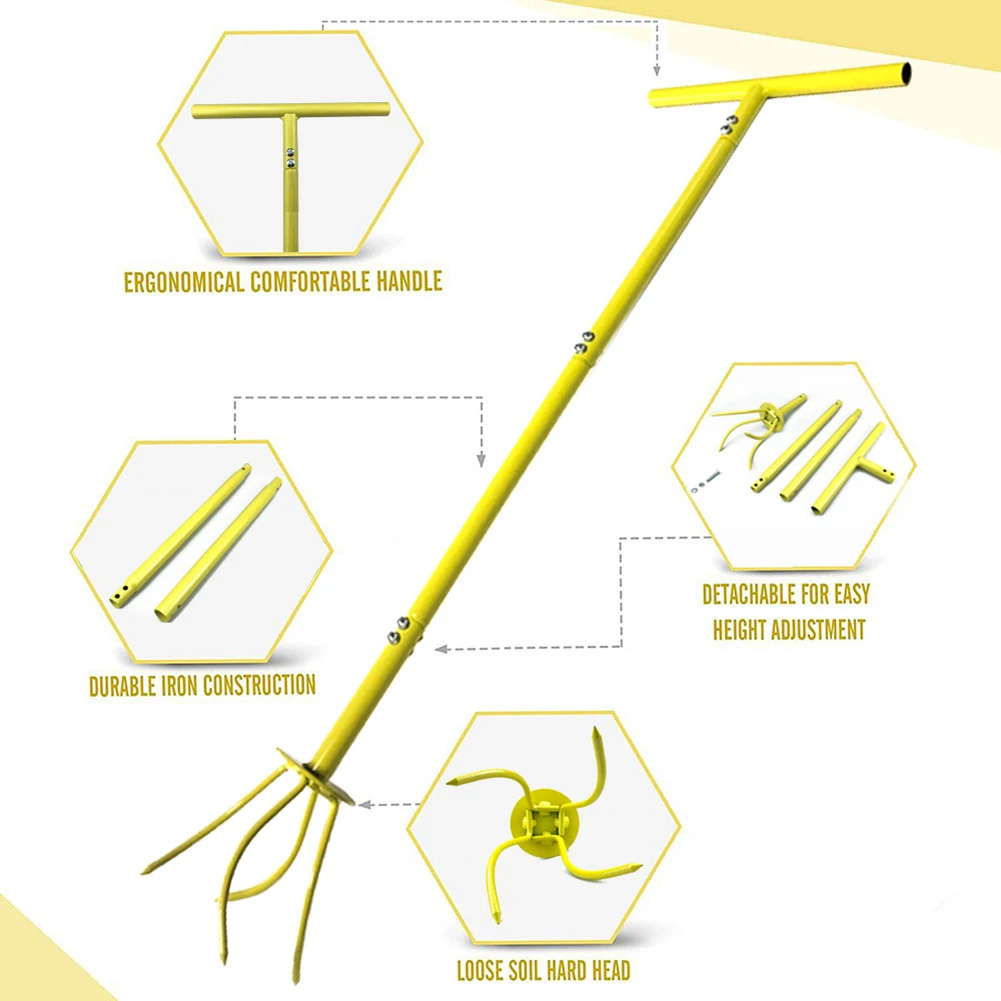 ManualSoilGrabberGardenSoilTillerAdjustablewithLongHandle