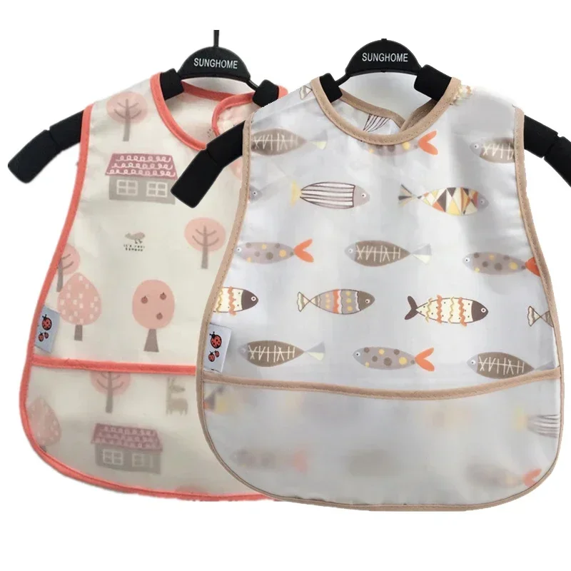 Baby Cute Cartoon Animal Waterproof Feeding Bibs with Adjustable Pocket for Children Boys Girls Apron Kids Burp Cloths Stuff