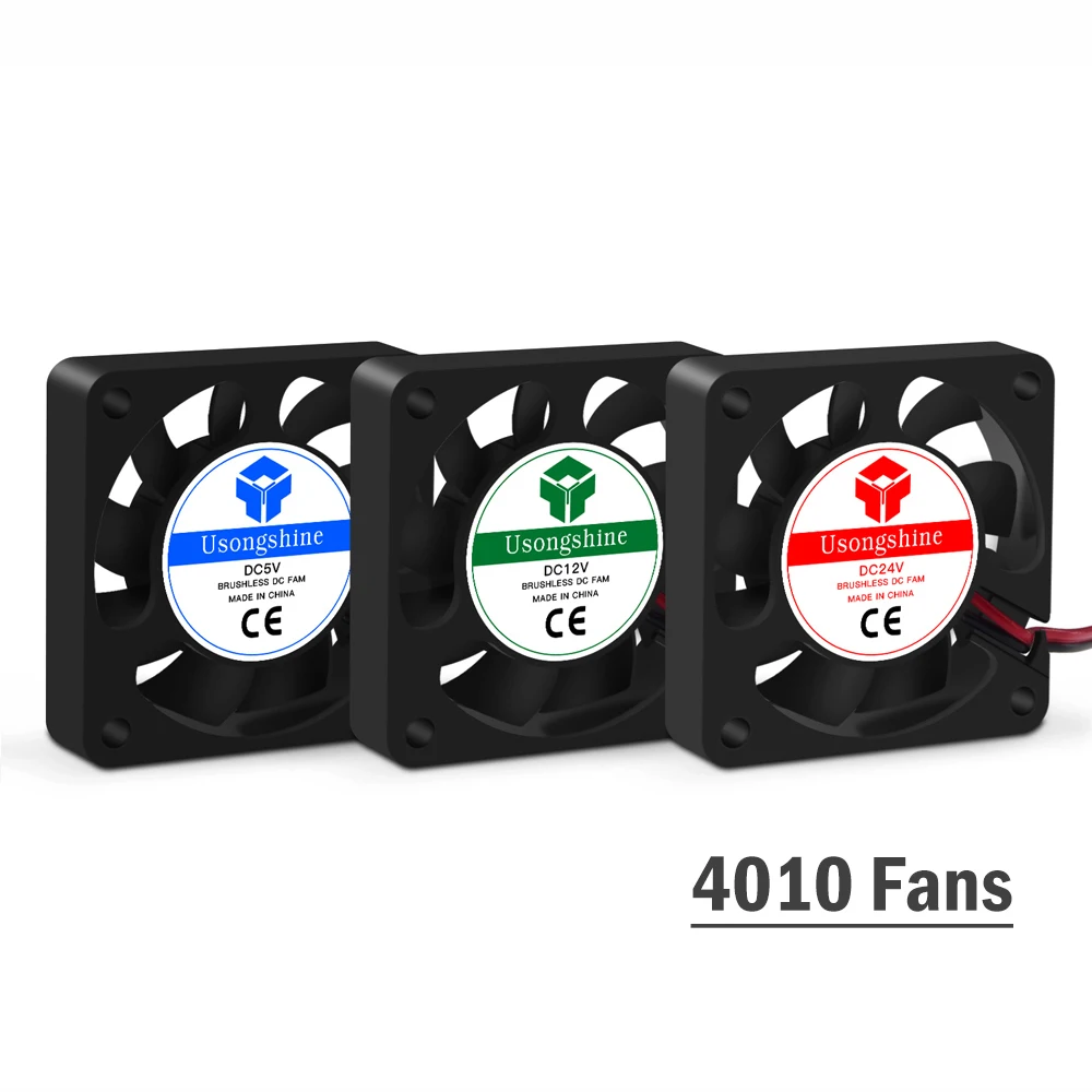 

4010 4020 5V&12V&24V Cooling Turbo Fan Brushless 3D Printer Parts 2Pin For Extruder DC Cooler Blower Part Black Plastic Fans