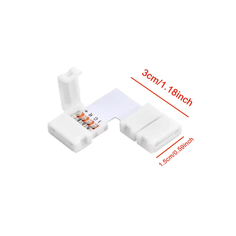 Electrical Connector L Shape 4-Pin LED Connectors 10mm Wide Right Angle Corner Connectors Solderless Adapter Connector Terminal 3528/5050 SMD RGB