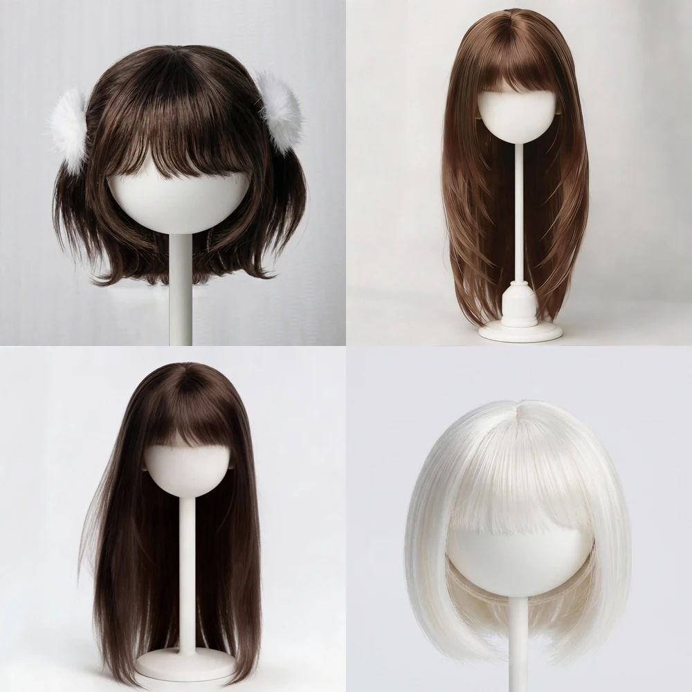 Awen Bjd Wig Mohair 1/4, 1/6 BJD Bangs Straight Short High-layered Long Hair for 30-40cm BJD DD SD Doll Hair in Multiple Colors