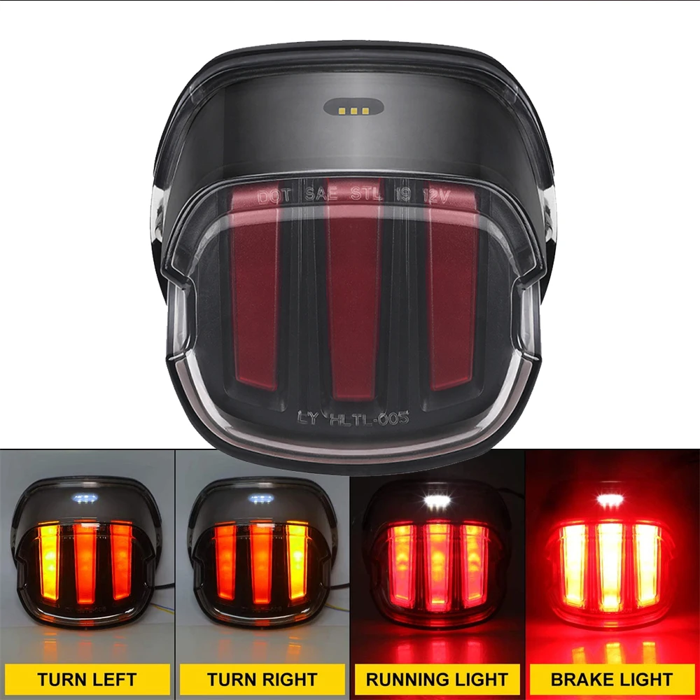 Remaiw 22-LED Smoke Tail Brake Light For Harley Touring, Sportster, Dyna – Laydown Style, Not DOT Approved - View #9