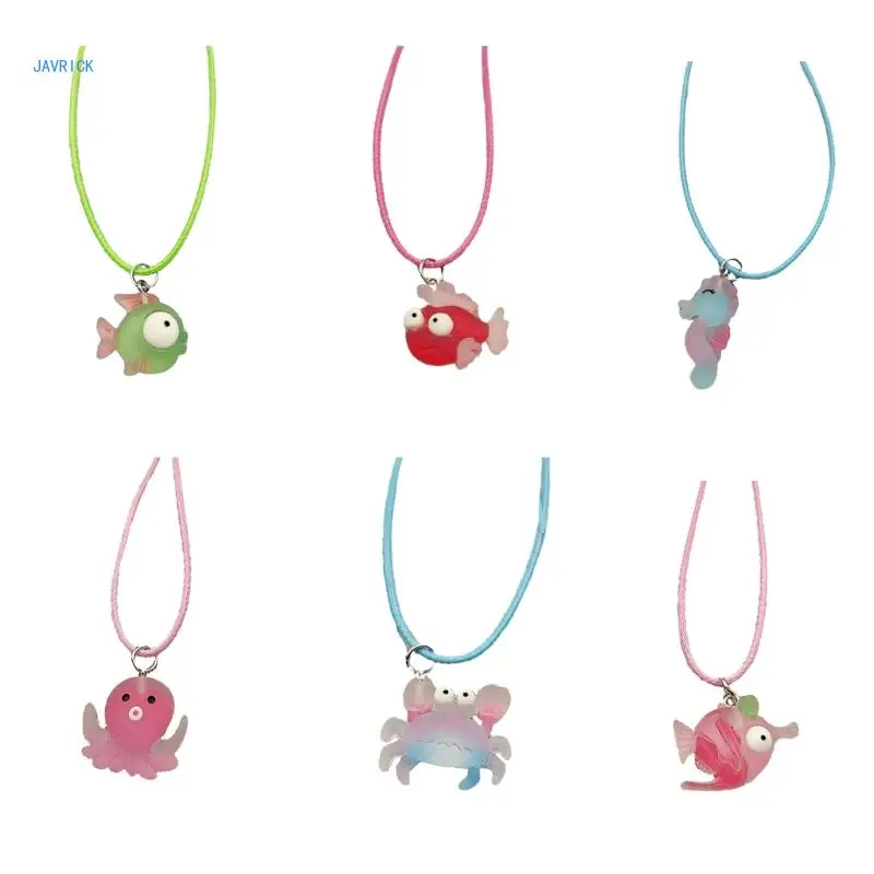 

Fashion Octopus Seahorse Clownfish Pendant Collarbone Chain Temperament Simple Cold Wind Adjustable Wax Line Necklace