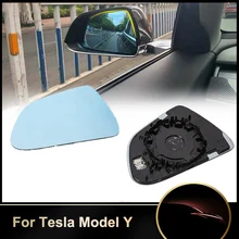 

2pcs Rearview Mirror Len Reversing Mirror For Tesla Model Y/S/X/3 Wide-Angle Large Vision Lens Heating Anti-Blue Light Reversing