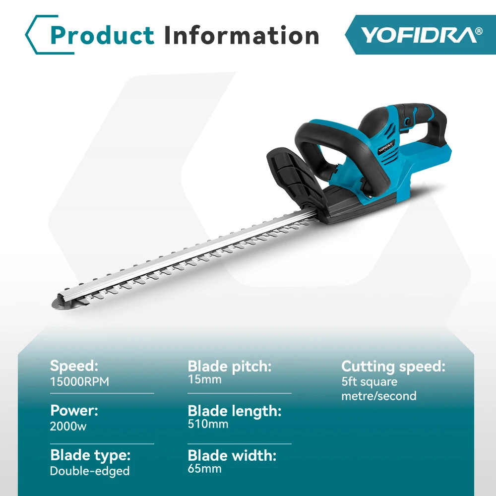 Description Picture 5 of itemYOFIDRA 2000W Electric Hedge Trimmer Cordless Trimmer Pruning Saw Lawn Mower Garden Weeding Tools For Makita 18V Battery