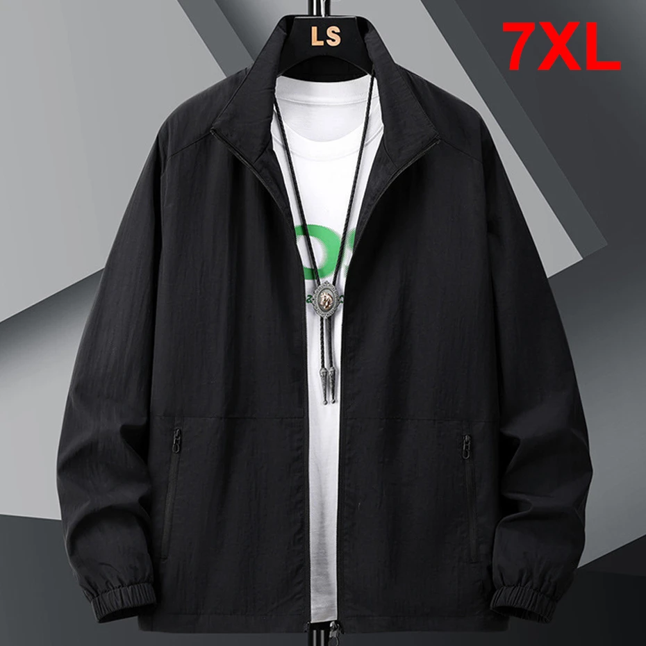 

Plus Size 7XL Jacket Men Spring Autumn Solid Color Jackets Fashion Casual Coat Male Big Size 7XL