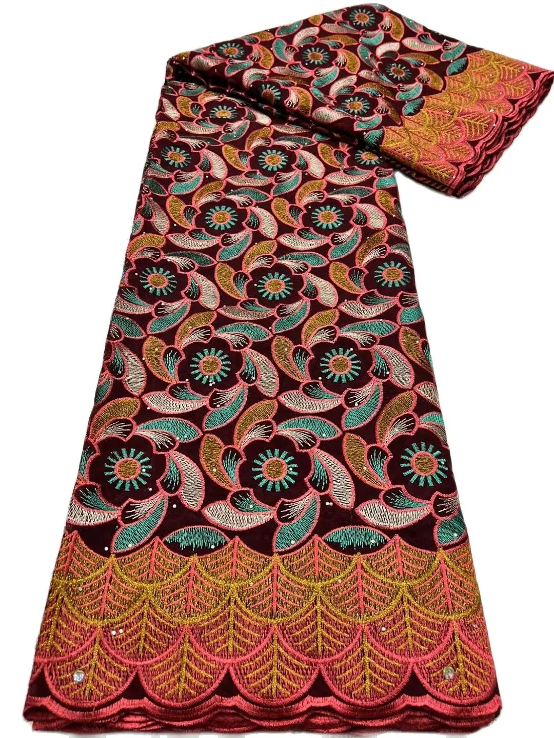 

2023 African Cotton Lace Fabric High Quality Swiss Voile Lace Embroidery Nigeria Swiss Lace 5Yards For Sewing Evening Dress