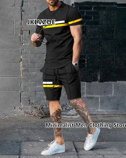 Men's Oversized Clothes 2 Pieces Set Tracksuit Vintage Trend Casual Streetwear 3D Printed Beach Men Sets Summer Tshirt Shorts