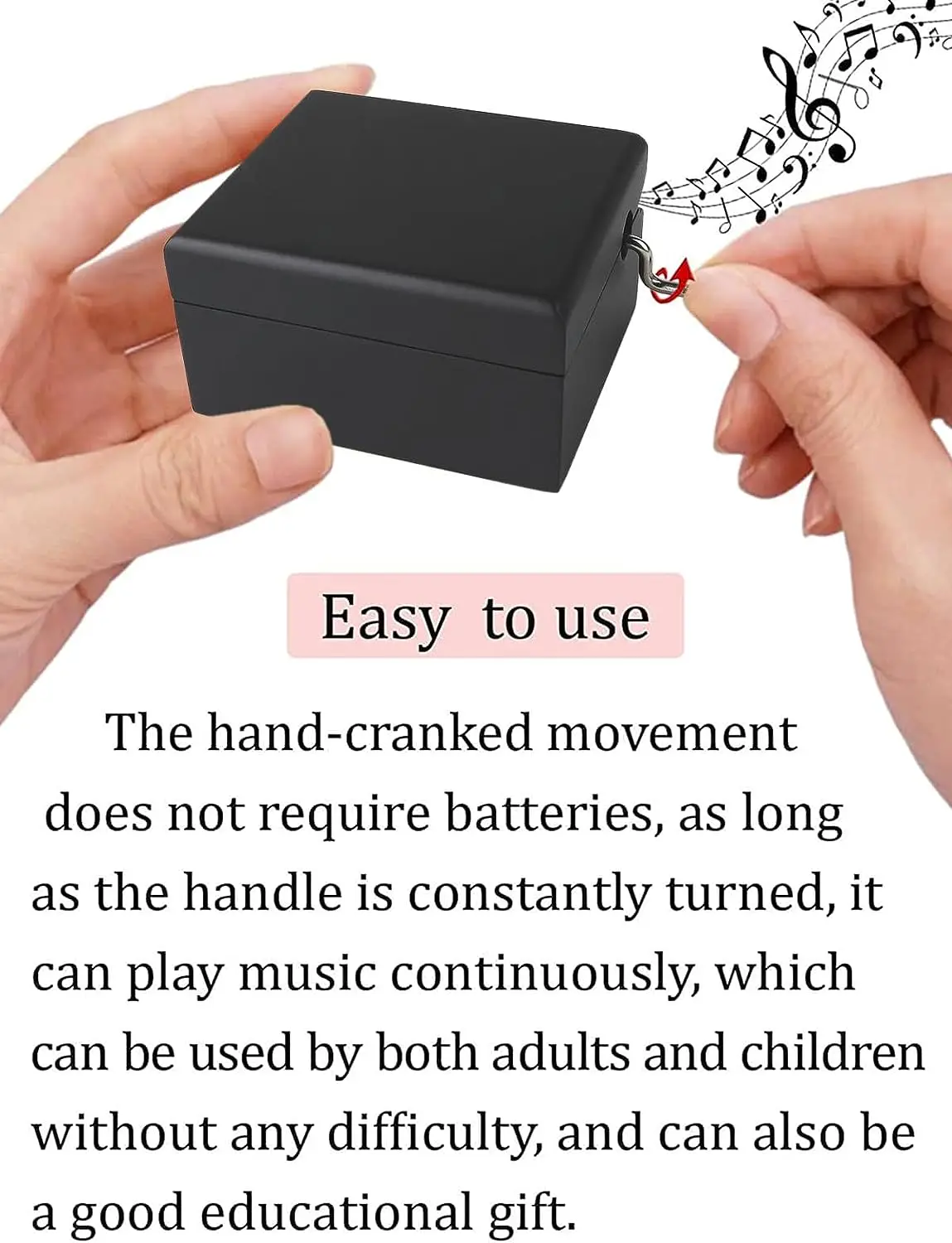SOFTALK Bohemian Rhapsody Black Mirror Hand operated Solid Wood Music Box Birthday, Christmas, Valentine's Day Gift 3
